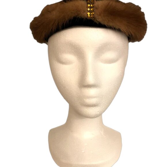 Vintage Velvet and Fur Headband - Picture 2 of 4